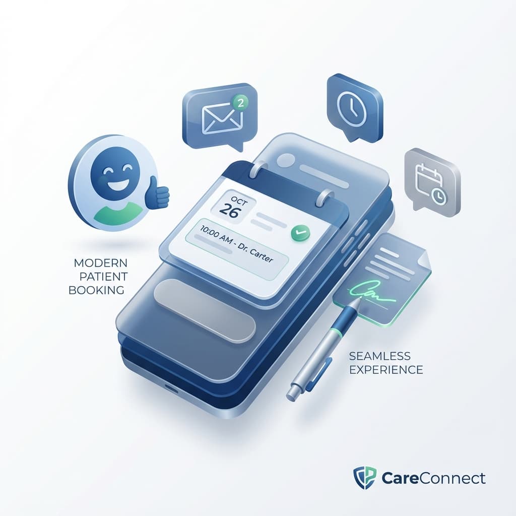 Illustration expérience patient moderne sur mobile